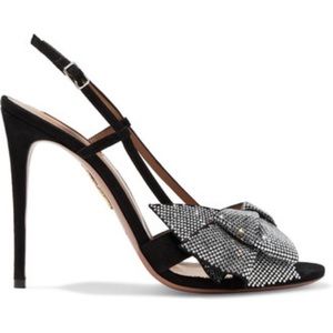 Aquazzura Flash Dance Crystal embellished bow heels sz 37.5